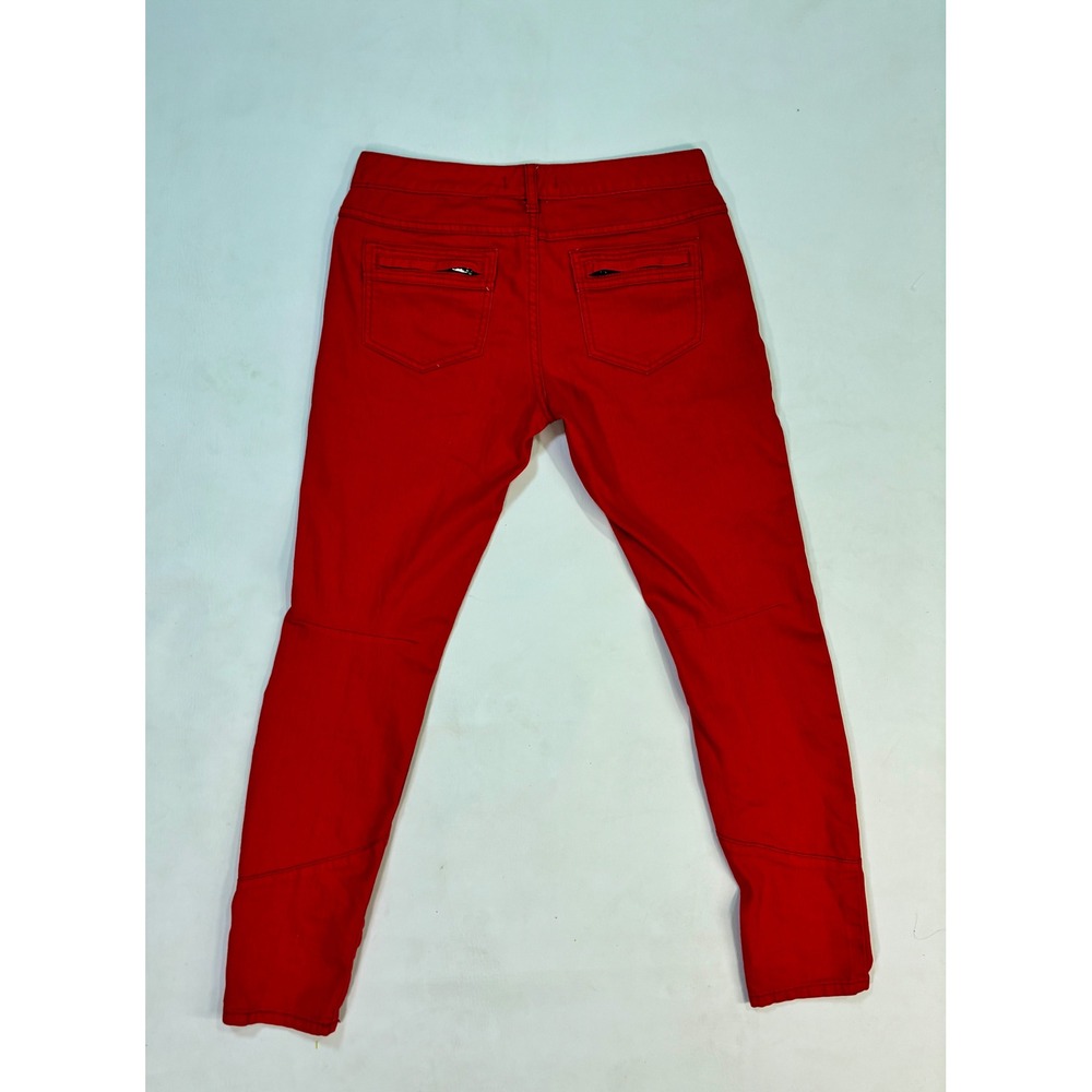 Free People‎ Red Cargo Pants Womens Size 28 Zipper Pockets Moto Style - Picture 5 of 12